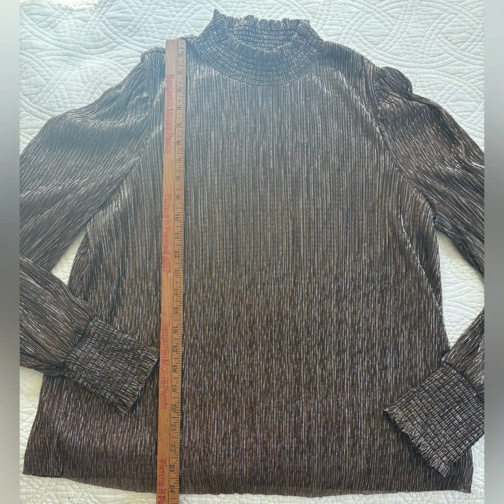 Boden Metallic Bronze High-Neck Blouse US 10